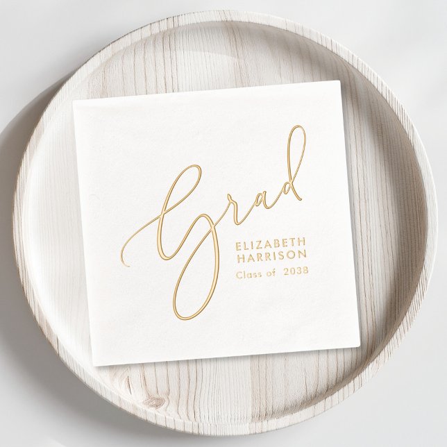 Serviettes Avec Dorure Élégante fête de graduation (Elevate your graduation party decor with these classic and elegant foil napkins)