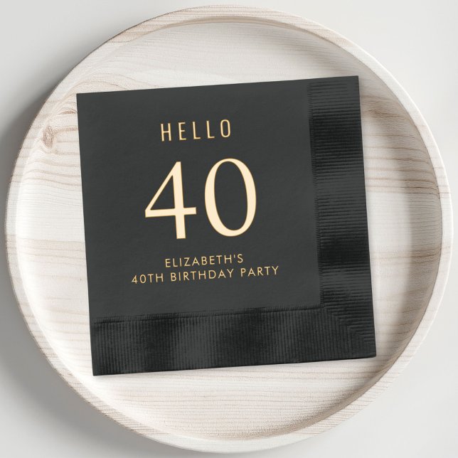 Serviettes Avec Dorure Élégante fête du 40e anniversaire (Elevate your 40th birthday party decor with these chic and elegant foil stamped napkins)