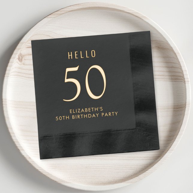 Serviettes Avec Dorure Élégante fête du 50e anniversaire (Elevate your 50th birthday party decor with these chic and elegant foil stamped napkins)