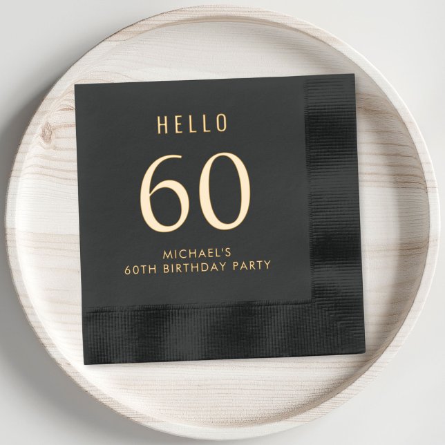 Serviettes Avec Dorure Élégante fête du 60e anniversaire (Elevate your 40th birthday party decor with these chic and elegant foil stamped napkins)
