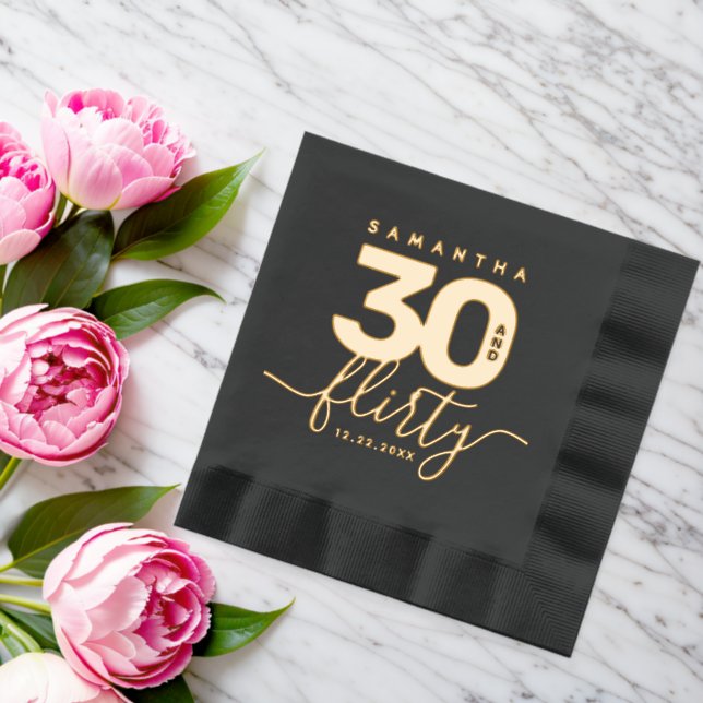 Serviettes Avec Dorure Élégante fille moderne 30 et Flirty (Insitu (Mariage))