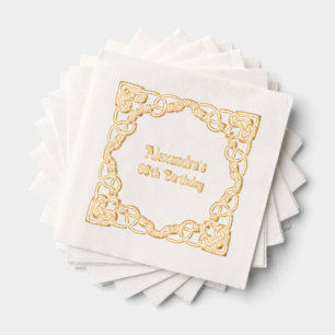 Serviettes Avec Dorure Elégante Frame de noeud celtique Anniversaire