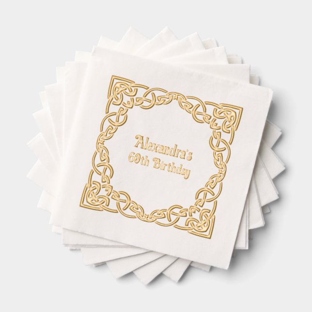 Serviettes Avec Dorure Elégante Frame de noeud celtique Anniversaire (Insitu (empilé))