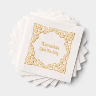 Serviettes Avec Dorure Elégante Frame de noeud celtique Anniversaire