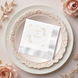 Serviettes Avec Dorure Elégante Mariage de luxe