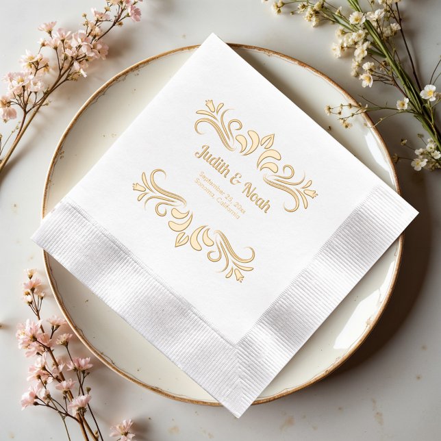 Serviettes Avec Dorure Elégante Mariage luxueuse (Créateur téléchargé)