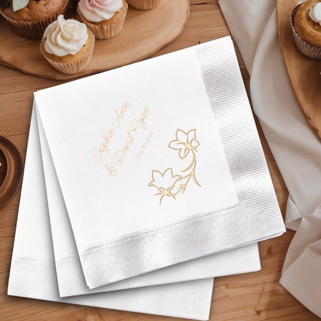 Serviettes Avec Dorure Elégante Réception De Mariage Floral (Créateur téléchargé)