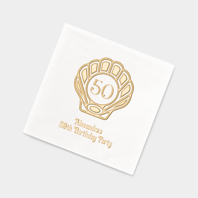 Serviettes Avec Dorure Elégante Scallop Coquille Coquille fête d'annivers (Gauche)