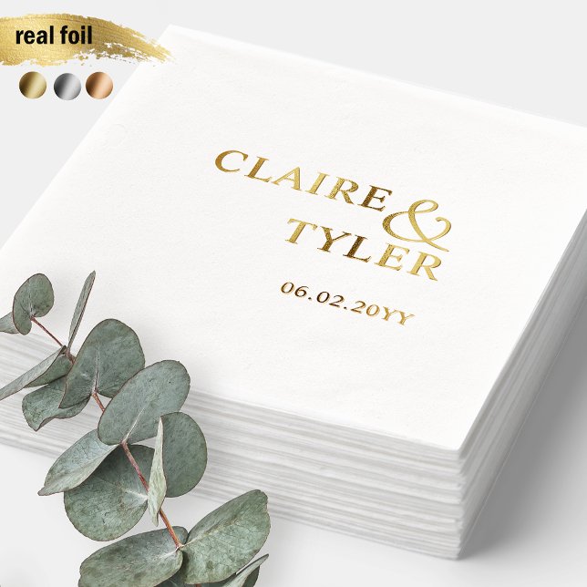 Serviettes Avec Dorure Élégante Typographie Esperluette Mariage Minimalis (Créateur téléchargé)