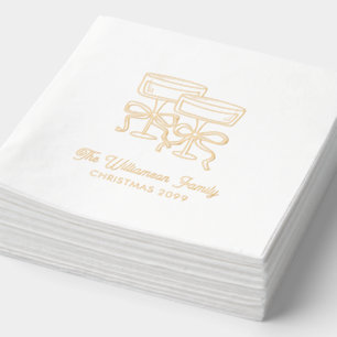 Serviettes Avec Dorure Élégants Cocktails de Noël Gold Foil Napkins