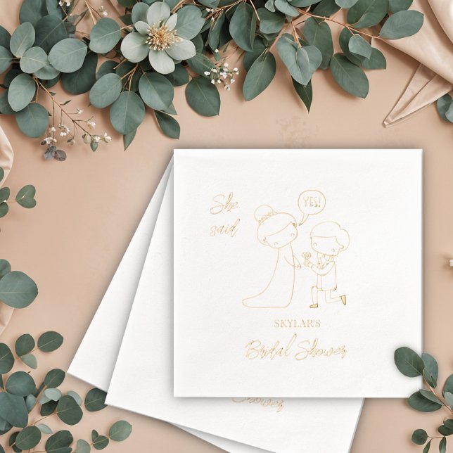 Serviettes Avec Dorure Elle a dit oui Réception de mariage (Créateur téléchargé)