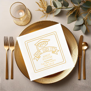 Serviettes Avec Dorure Elle L'A Fait Casquette Grad Nom De Graduation É