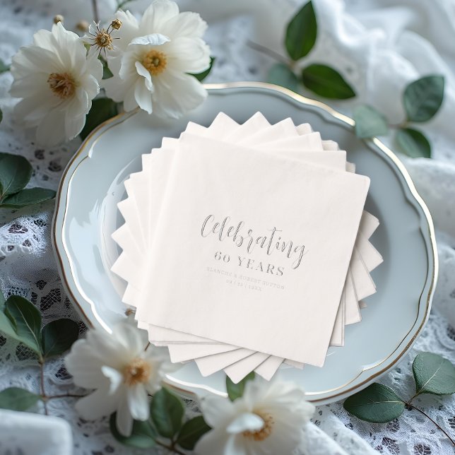 Serviettes Avec Dorure Exquisite Elegant Wedding Anniversarie Calligraphy (Exquisite Elegant Wedding Anniversarie Calligraphy Script Foil Napkins.)