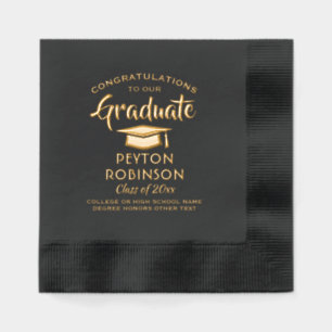 Serviettes Avec Dorure Félicitations Diplômé Élégant Diplôme Réel