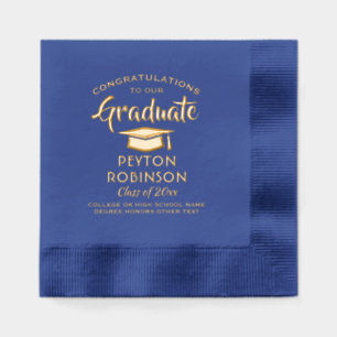 Serviettes Avec Dorure Félicitations Diplômé Stylish Graduation Real