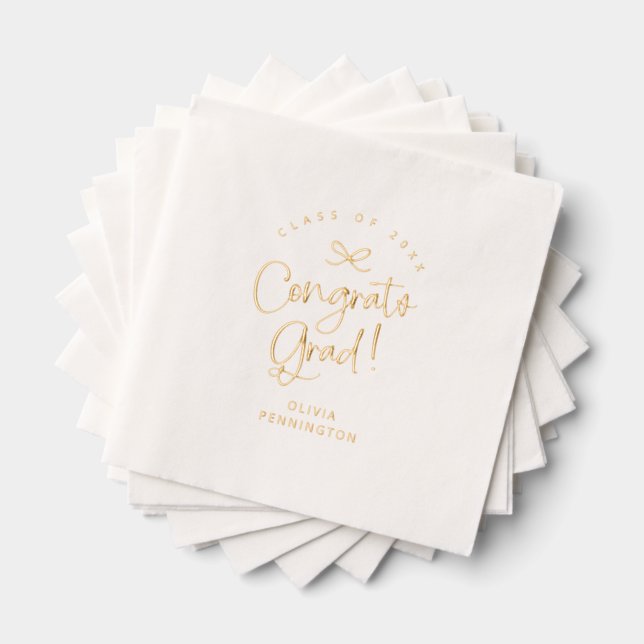 Serviettes Avec Dorure Félicitations personnalisées Script de fin d'étude (Insitu (empilé))