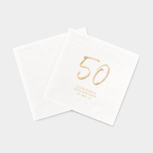 Serviettes Avec Dorure Fête d'anniversaire 50 ans Modern Brush Script