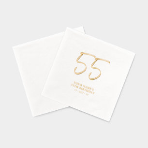 Serviettes Avec Dorure Fête d'anniversaire 55 ans au lettrage moderne aux