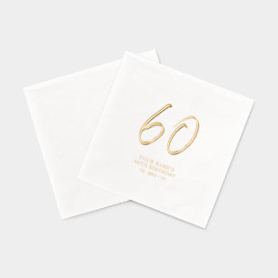 Serviettes Avec Dorure Fête d'anniversaire 60 ans Modern Brush Script