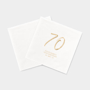 Serviettes Avec Dorure Fête d'anniversaire 70 ans Modern Brush Script
