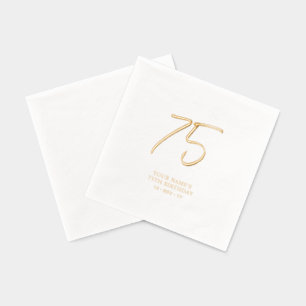 Serviettes Avec Dorure Fête d'anniversaire 75 ans Modern Brush Script