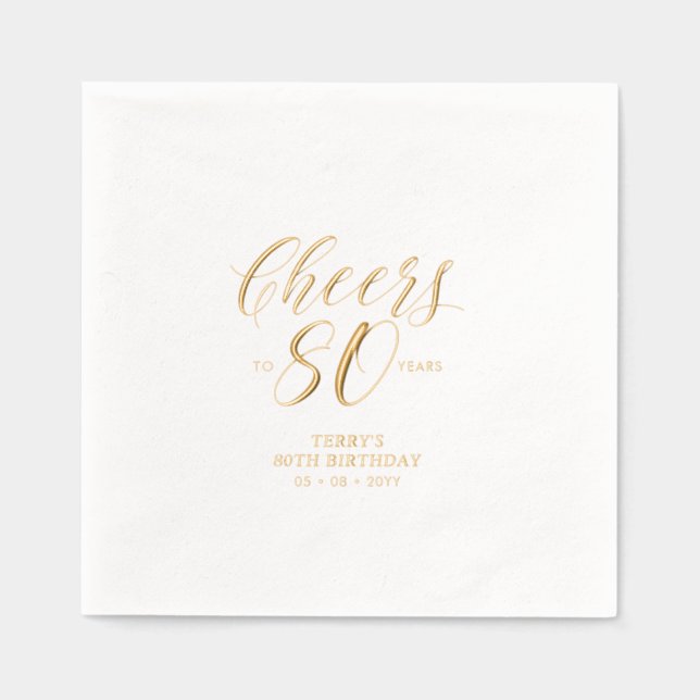 Serviettes Avec Dorure Fête d'anniversaire 80 ans Modern Cheers (Recto)