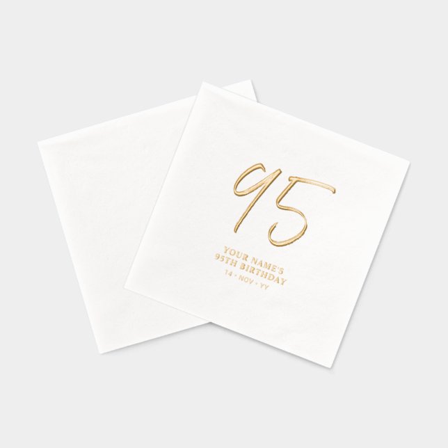 Serviettes Avec Dorure Fête d'anniversaire 95 ans avec lettrage moderne a (Verso)