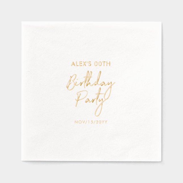 Serviettes Avec Dorure Fête d'anniversaire adulte moderne Milestone (Recto)