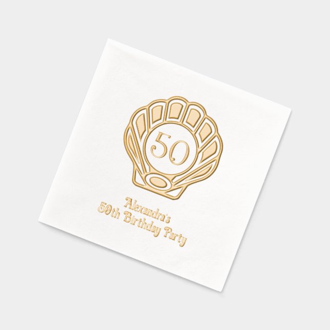 Serviettes Avec Dorure Fête d'anniversaire Coquille Saint-Jacques élégant (Gauche)