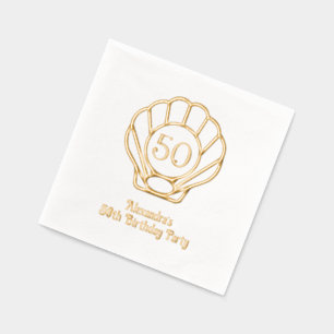 Serviettes Avec Dorure Fête d'anniversaire coquille Saint-Jacques élégant
