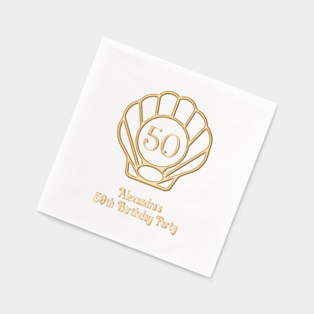 Serviettes Avec Dorure Fête d'anniversaire coquille Saint-Jacques élégant (Gauche)
