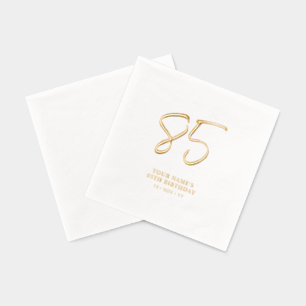 Serviettes Avec Dorure Fête d'anniversaire des 85 ans de Modern Brush Scr