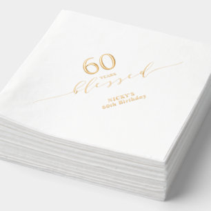 Serviettes Avec Dorure Fête d'anniversaire élégante 60 ans Adultes Bienhe
