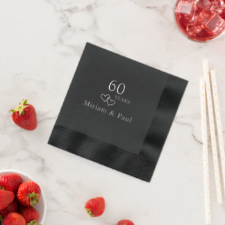 Serviettes Avec Dorure Fête d'anniversaire personnalisée élégante de 60 a