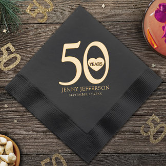 Serviettes Avec Dorure Fête de 50 ans sur le thème noir et or personnalis