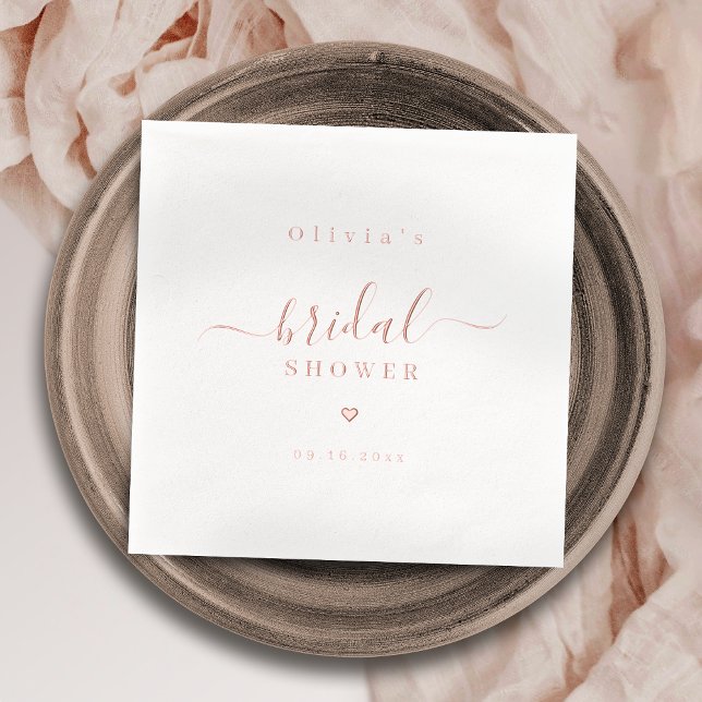 Serviettes Avec Dorure Fête de douche de mariée de script élégant simple  (Modern simple elegant script bridal shower party foil napkins)