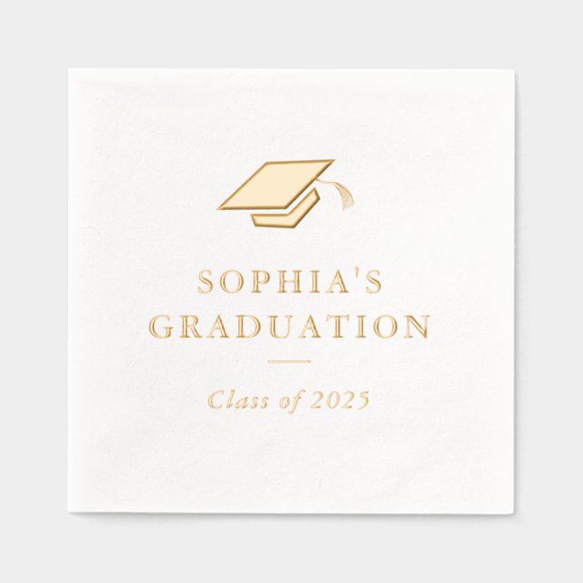 Serviettes Avec Dorure Fête de graduation minimale simple (Recto)