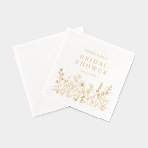 Serviettes Avec Dorure Fête des mariées Fleur sauvage minimaliste simple