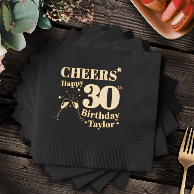 Serviettes Avec Dorure Fête du 30e anniversaire qui encourage les verres  (Créateur téléchargé)