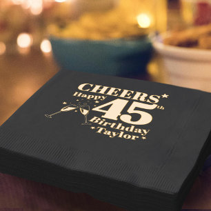 Serviettes Avec Dorure Fête du 45e anniversaire qui encourage les verres 