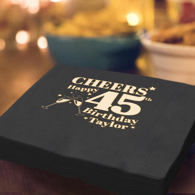 Serviettes Avec Dorure Fête du 45e anniversaire qui encourage les verres  (Créateur téléchargé)