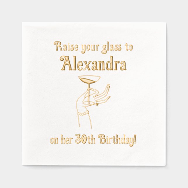 Serviettes Avec Dorure Fêter un anniversaire de naissance Party #2 (Recto)