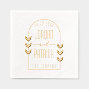 Serviettes Avec Dorure Feuilles botaniques Arched Frame Mariage personnal
