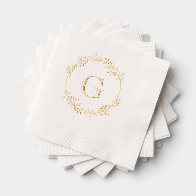 Serviettes Avec Dorure Feuilles et baies de courge ronde no 1 initial 1 (Insitu (empilé))