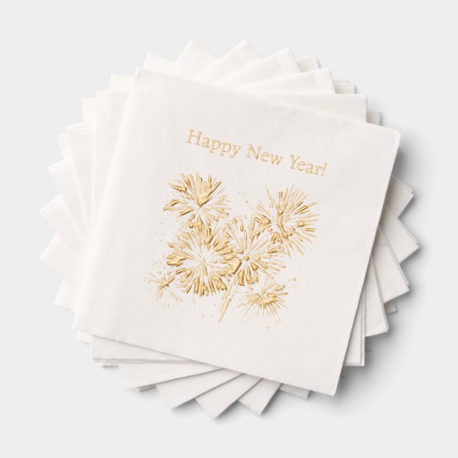 Serviettes Avec Dorure Feux d'artifice Bonne Année (Insitu (empilé))