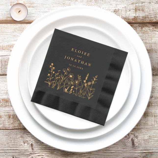 Serviettes Avec Dorure Fleur sauvage minimaliste simple Boho Mariage or (Initiation)