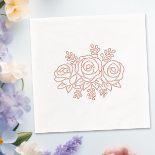 Serviettes Avec Dorure Flore Bouquet Rose Fleurs