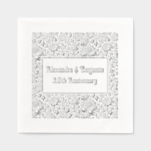 Serviettes Avec Dorure Fond floral #2 Toute occasion 50e anniversaire