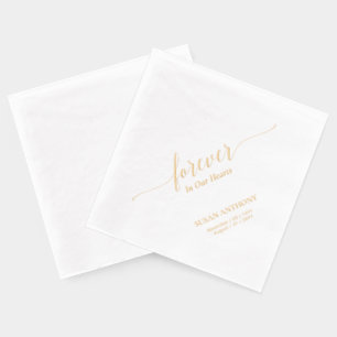 Serviettes Avec Dorure Forever Hearts Écriture élégante funérailles mém