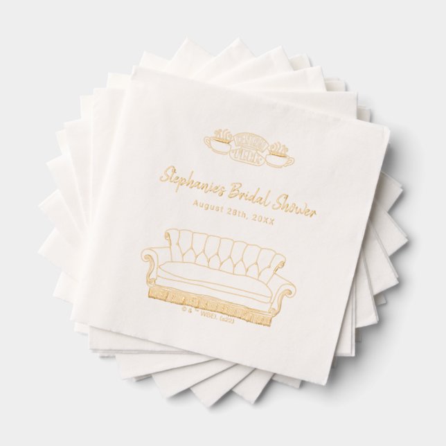 Serviettes Avec Dorure FRIENDS™ | Café Central Perk Aquarelle Enterrement (Insitu (empilé))